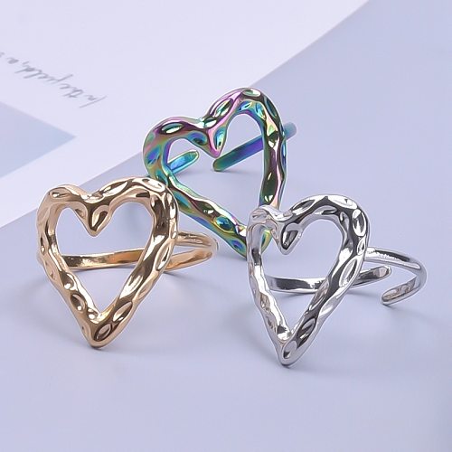 Anéis de polimento de aço inoxidável em formato de coração de estilo simples