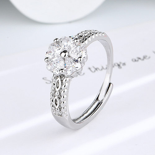 Fashion Heart Shape Copper Inlay Zircon Rings 1 Piece