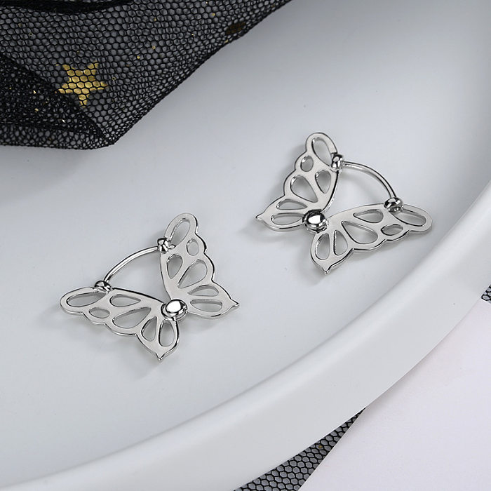 1 Pair IG Style Butterfly Hollow Out Copper Ear Studs