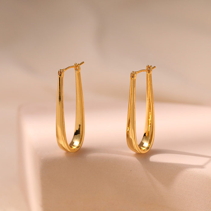 1 Pair Lady Simple Style Commute U Shape Solid Color Plating Copper 18K Gold Plated Earrings