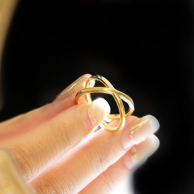 INS Style Basic Solid Color Copper Gold Plated Rings In Bulk
