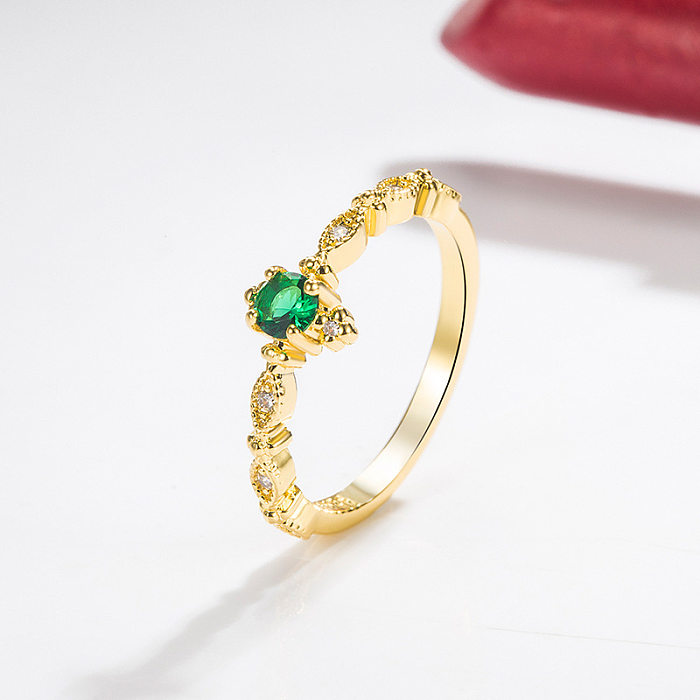 Anel de zircão verde europeu e americano joia de esmeralda em ouro 14k