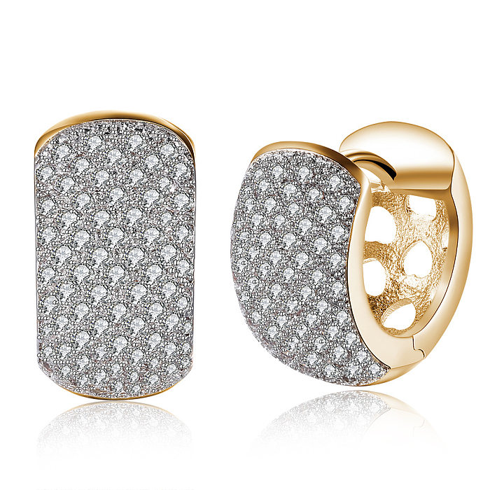 Simple Style Geometric Brass Inlay Zircon Earrings 1 Pair