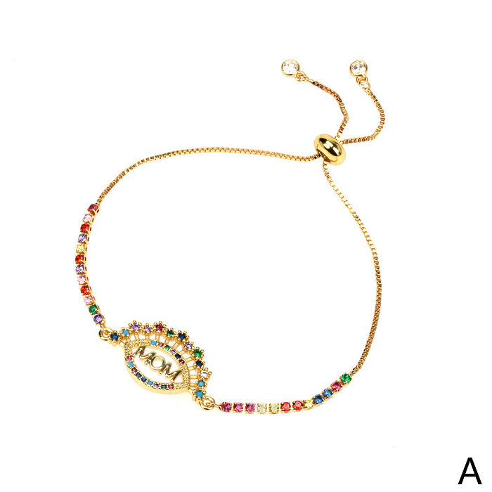 Fashion Mother's Day Copper Diamond Letter Hand Jewelry Devil's Eye Bracelet
