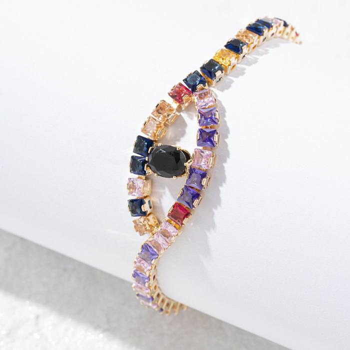 Vintage Style Ethnic Style Geometric Color Block Copper Plating Inlay Zircon Bracelets