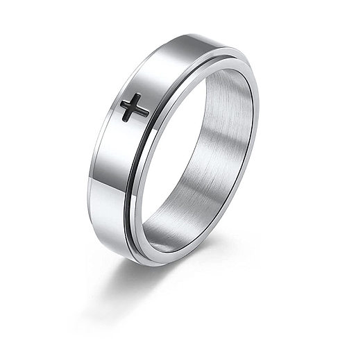 1 Piece Casual Cross Titanium Steel Rings