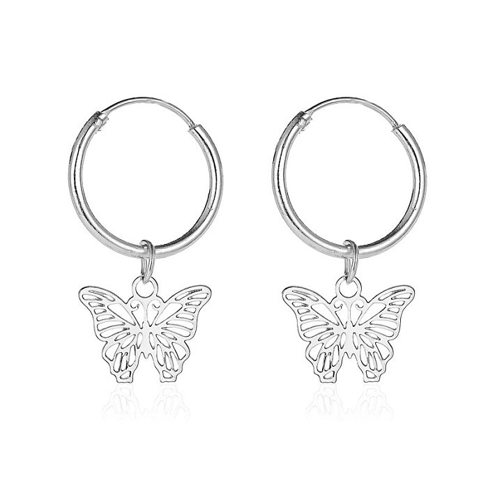 Boucles d'oreilles pendantes en Zircon avec incrustation de cuivre papillon à la mode, 1 paire