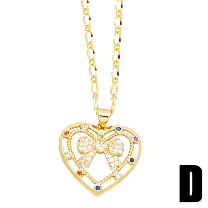 Elegant MAMA Love Letter Heart Shape Stainless Steel Copper Plating Inlay Zircon 18K Gold Plated Pendant Necklace