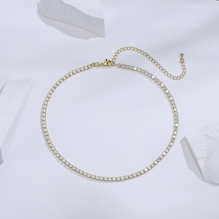 Mode-Kupferbeschichtung 18K Gold Micro Inlay Farbe Zirkonium Halskette