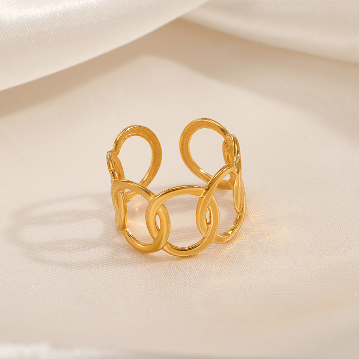 Lässige ovale offene Ringe mit Edelstahlbeschichtung und 18-Karat-Vergoldung