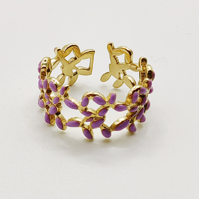 O estilo simples comuta o ouro de aço inoxidável do chapeamento 18K do bloco da cor do bloco da cor anéis abertos chapeados