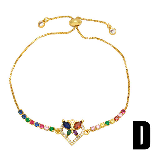 Classic Style Eagle Butterfly Copper Plating Inlay Zircon 18K Gold Plated Bracelets