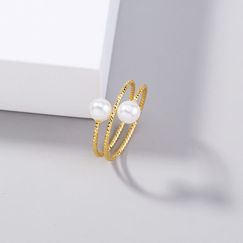 European And American Foreign Trade Jewelry Double Beads Winding Multi-Layer Normcore Style Ring Personality Fashion Pearl Adjustable Index Finger Ring