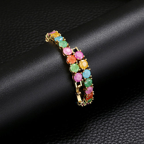 Fashion Geometric Copper Gold Plated Artificial Diamond Bracelets