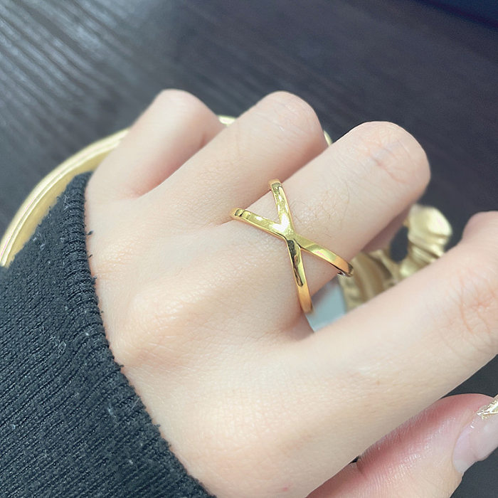 INS Style Basic Solid Color Copper Gold Plated Rings In Bulk