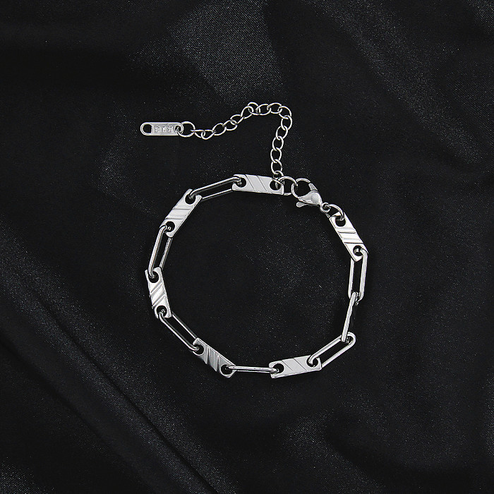 Hip-Hop Vintage Style Solid Color Stainless Steel Bracelets Necklace