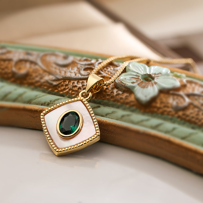 Collier pendentif plaqué or 18 carats avec incrustation de placage de cuivre géométrique de style simple