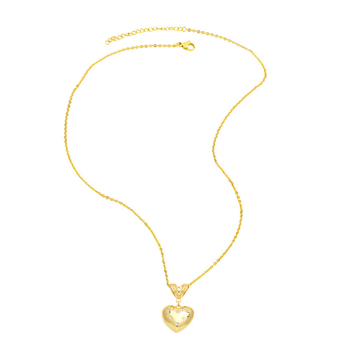 Collar pendiente del Zircon de las gotas plateadas oro 18K del cobre XNUMXK de la forma del corazón del estilo simple elegante a granel