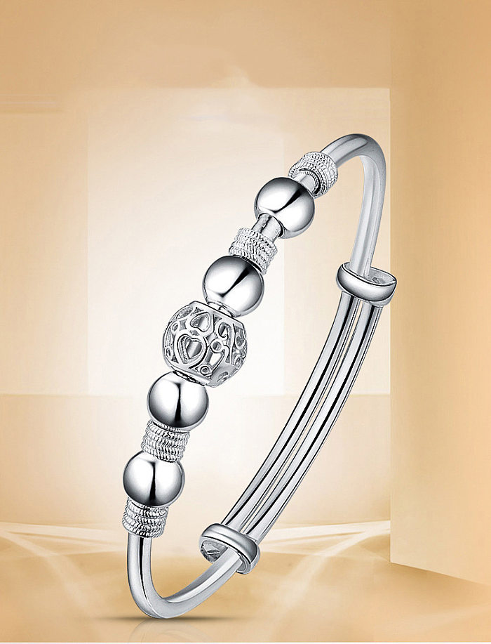 Bracelet plaqué argent de placage de perles de cuivre de couleur unie de style simple et décontracté
