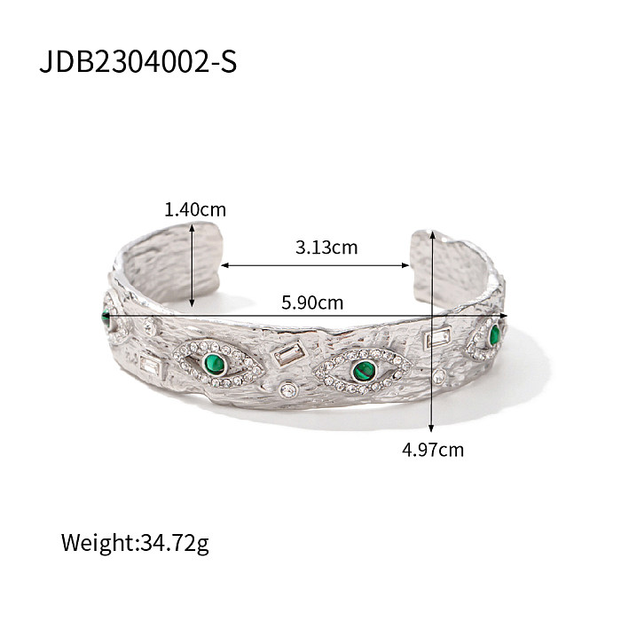Bracelet en acier inoxydable plaqué or 18 carats, Style IG, œil du diable, incrustation de placage de Malachite verte, Malachite verte, titane