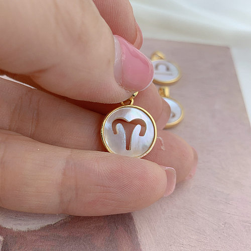Simple Style Constellation Copper Plating Inlay Shell 18K Gold Plated Charms