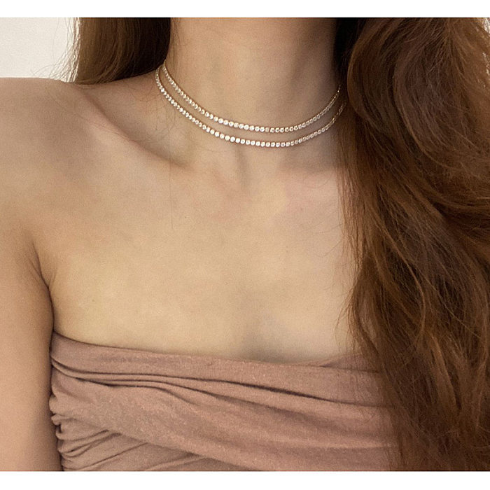 Moda cor sólida cobre inlay zircon feminino pulseiras colar 1 peça