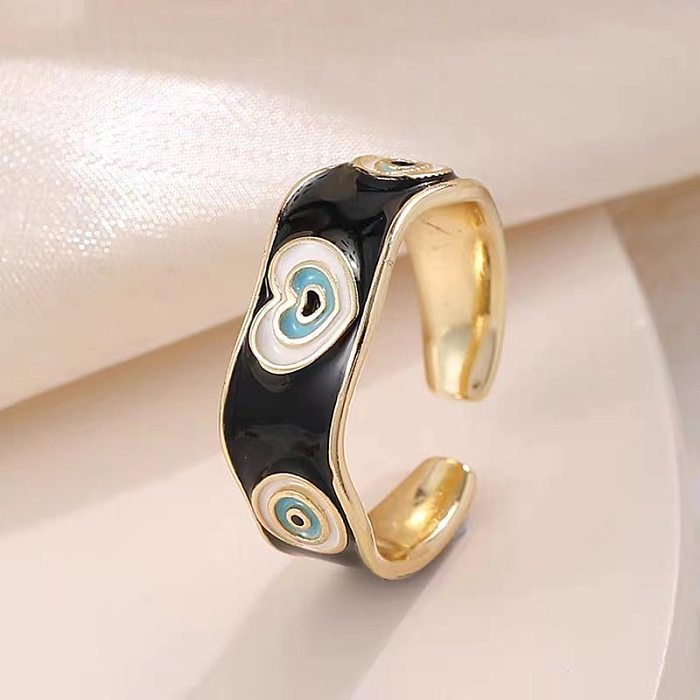 IG Style Heart Shape Copper Enamel Open Ring