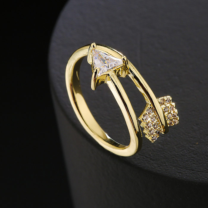 أزياء النحاس 18K الذهب الزركون غير النظامية المفتوحة النحاس خاتم الإناث