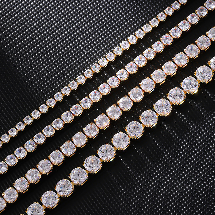 Casual Simple Style Cool Style Square Lines Copper Zircon Necklace In Bulk