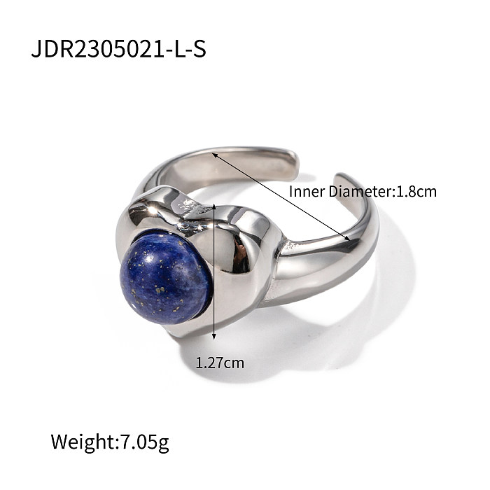Commute Heart Shape Stainless Steel Plating Inlay Natural Stone 18K Gold Plated Open Rings