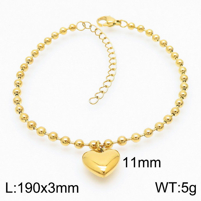 Lässige Urlaubs-Armband-Halskette in Herzform mit Titanstahlbeschichtung und 18 Karat vergoldet