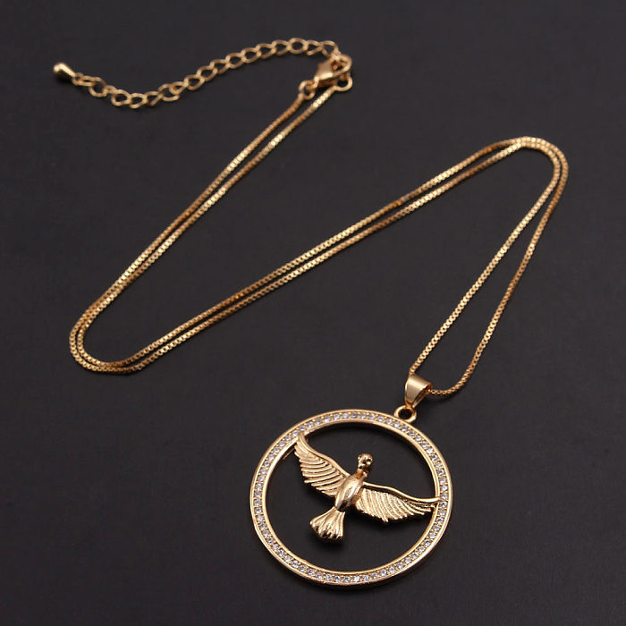 IG Style Simple Style Commute Geometric Eagle Copper Gold Plated Zircon Necklace In Bulk