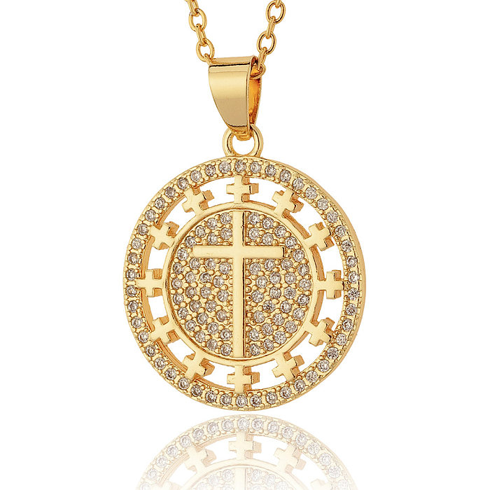 Nuevo collar de cobre con colgante de cruz religiosa para mujer, venta al por mayor