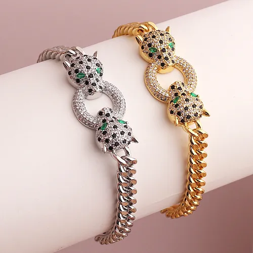 Hip-Hop Leopard Copper Inlaid Zircon Bracelets 1 Piece