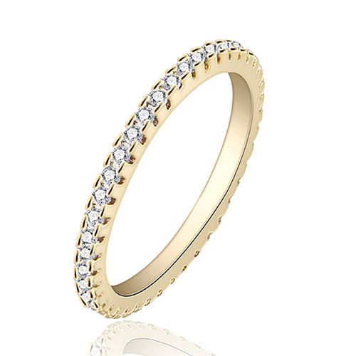 Simple Style Geometric Copper Inlay Zircon 14K Gold Plated Rings