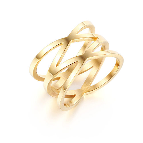 Moda simples criativo torcido multi-anel de aço inoxidável jóias por atacado