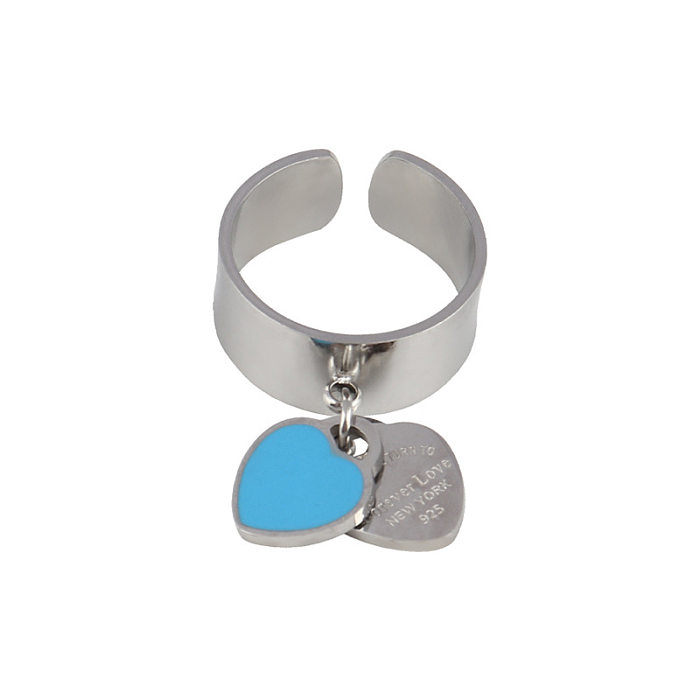 Venta al por mayor Collar de pulseras de anillos de acero de titanio con forma de corazón de estilo simple