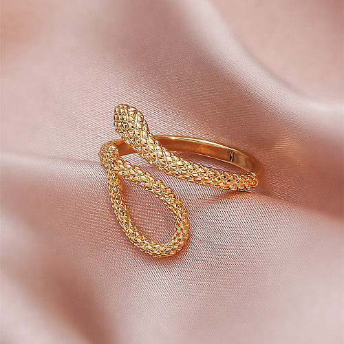 Fashion Inlaid Zirconium Snake Shaped Open Ring Women