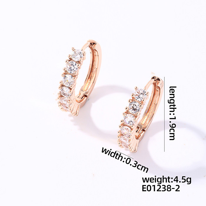 1 Pair Casual Sweet Shiny Round Bow Knot Plating Inlay Copper Zircon Rose Gold Plated Earrings