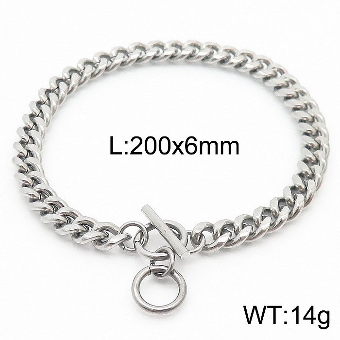 Hip-Hop Punk Solid Color Stainless Steel Toggle Bracelets Necklace