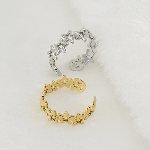 Anéis de aço inoxidável chapeamento de anel aberto estrela de aço titânio estilo simples
