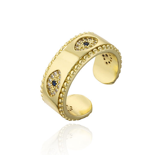 Mode geometrische Kupfer 18K Gold Tropfen Öl Zirkon Teufelsauge offenen Ring weiblich