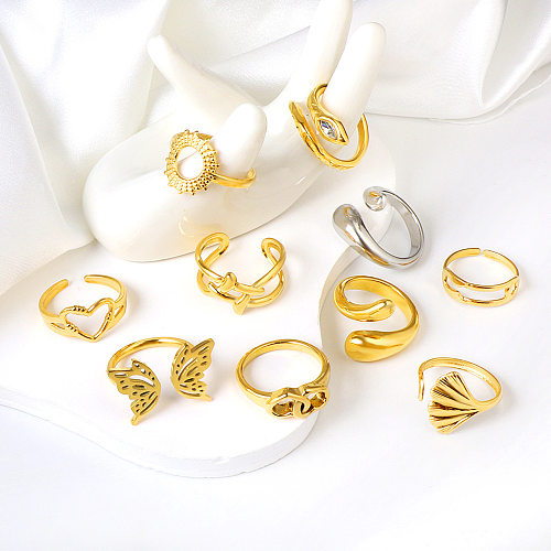 Simple Style Butterfly Stainless Steel Hollow Out Rings