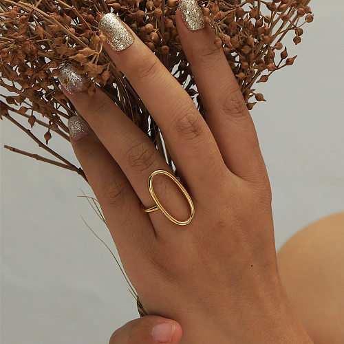 Anéis de chapeamento de cobre ovais de estilo simples feminino
