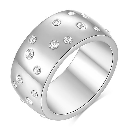 Anéis largos de zircão com embutimento de aço de titânio geométrico estilo vintage estilo IG