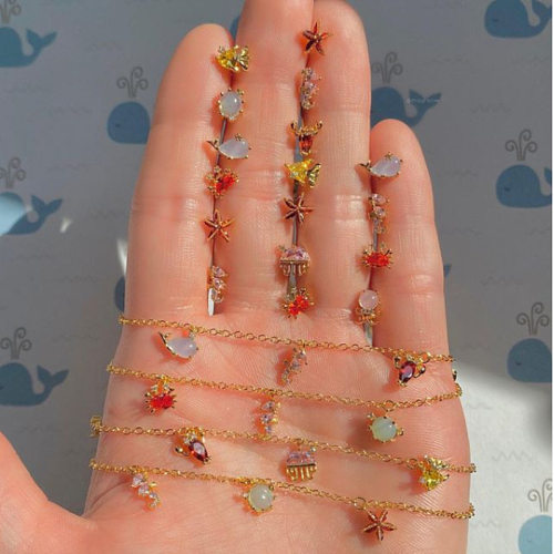 الجملة شاطئ المحيط الحيوانات الصغيرة أساور المجوهرات الخلخال الذهب 18K