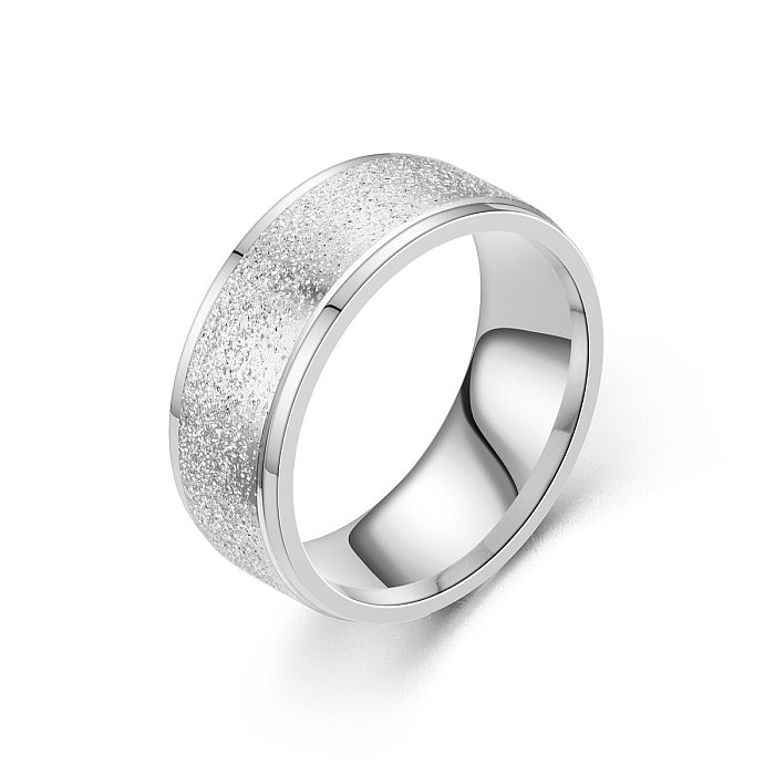 Simple Fashion Frosted Titanium Steel Geometric Couple Ring