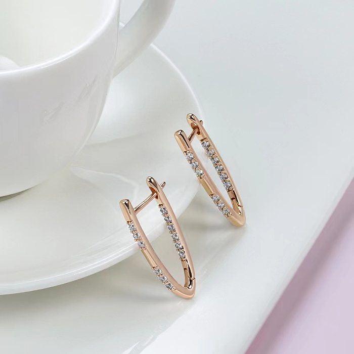 1 Pair Simple Style Letter Plating Inlay Copper Zircon Gold Plated Earrings