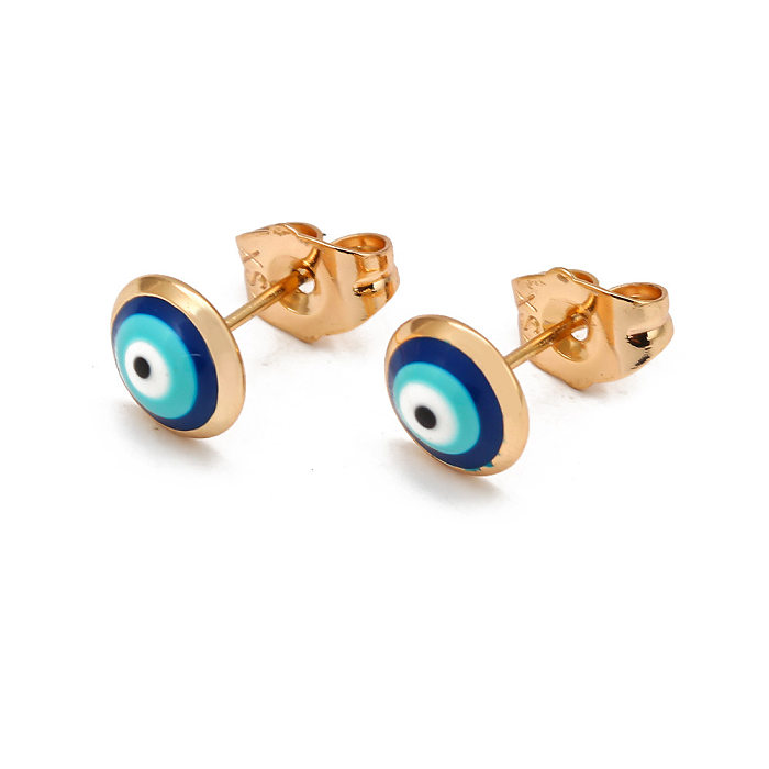 Fashion Devil'S Eye Copper Plating Inlay Zircon Ear Studs 1 Pair
