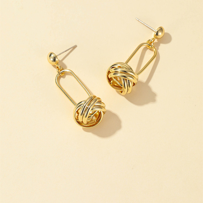 Geometric Cross Simple Copper Gold Plated C- Shaped Earrings